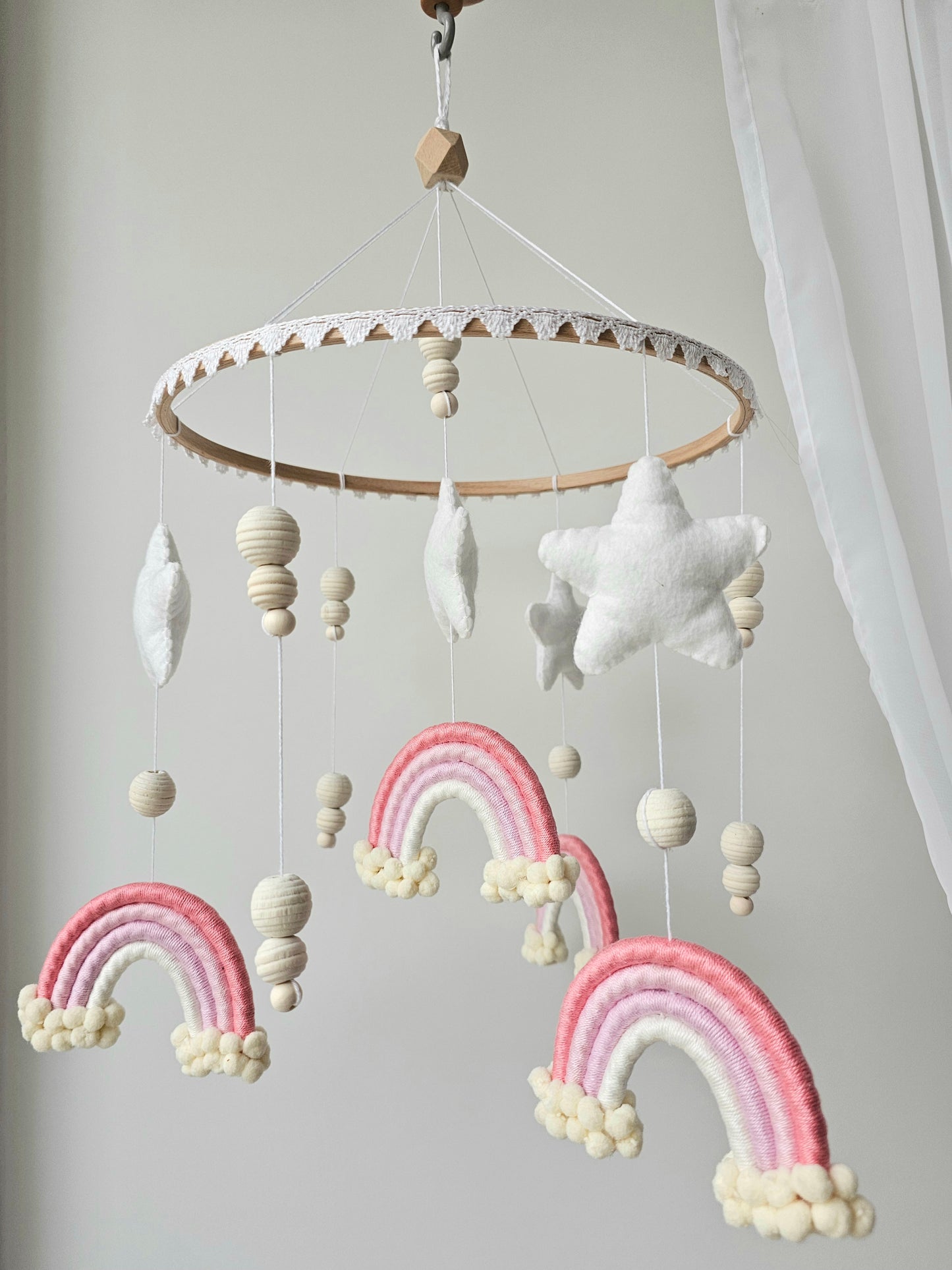 Baby Mobile Makramee/Filz rosa Traum