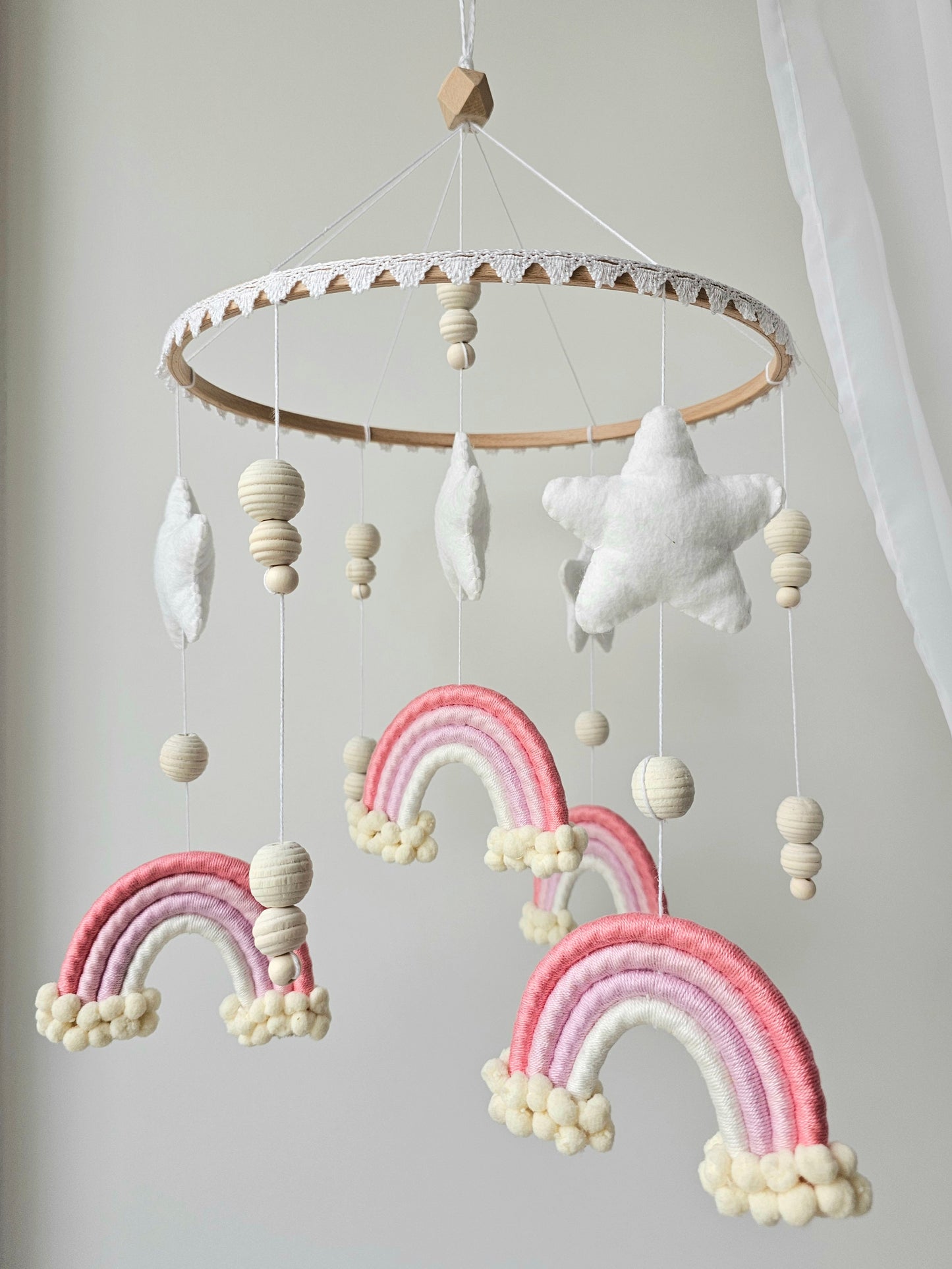 Baby Mobile Makramee/Filz rosa Traum