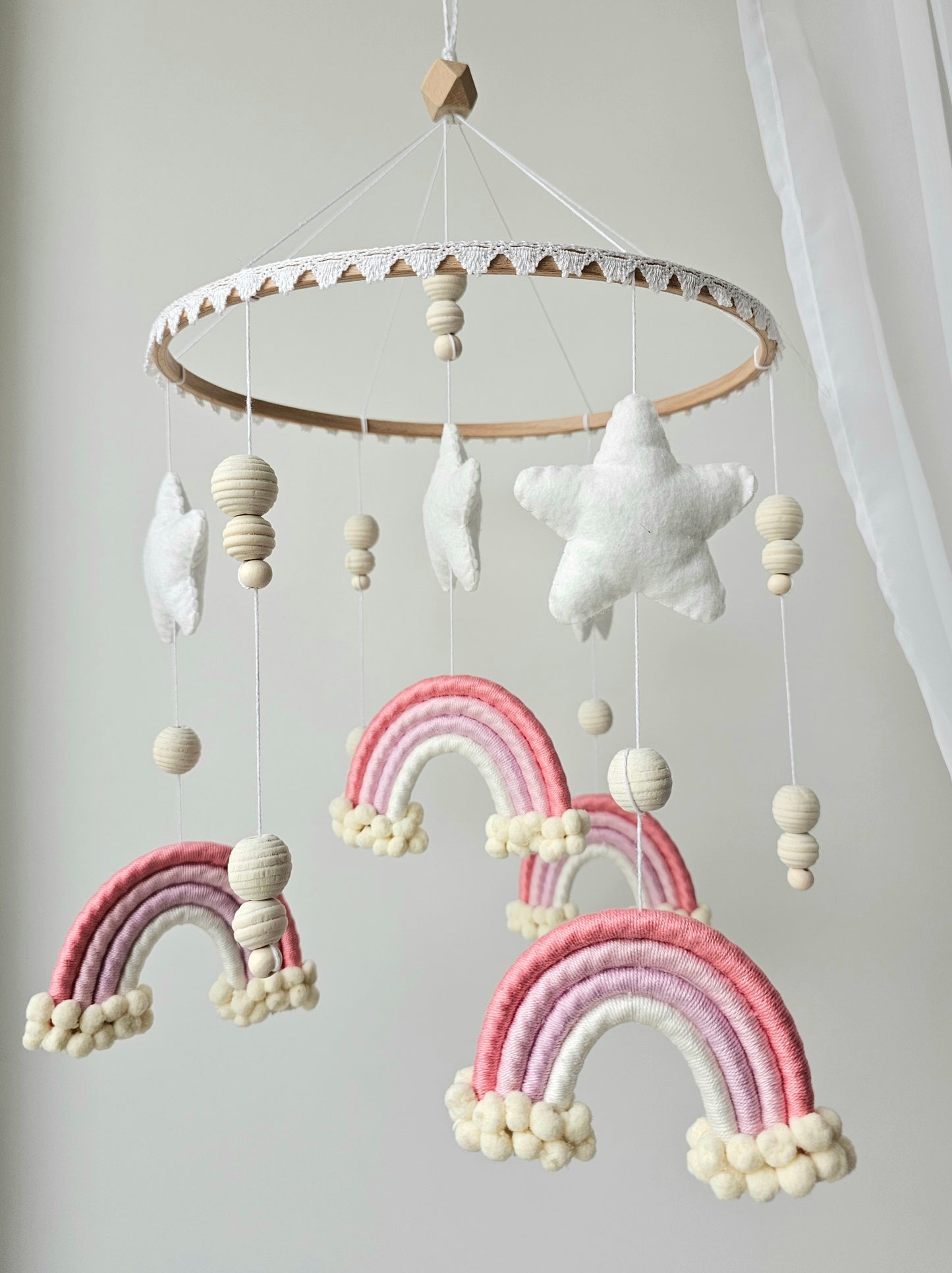 Baby Mobile Makramee/Filz rosa Traum