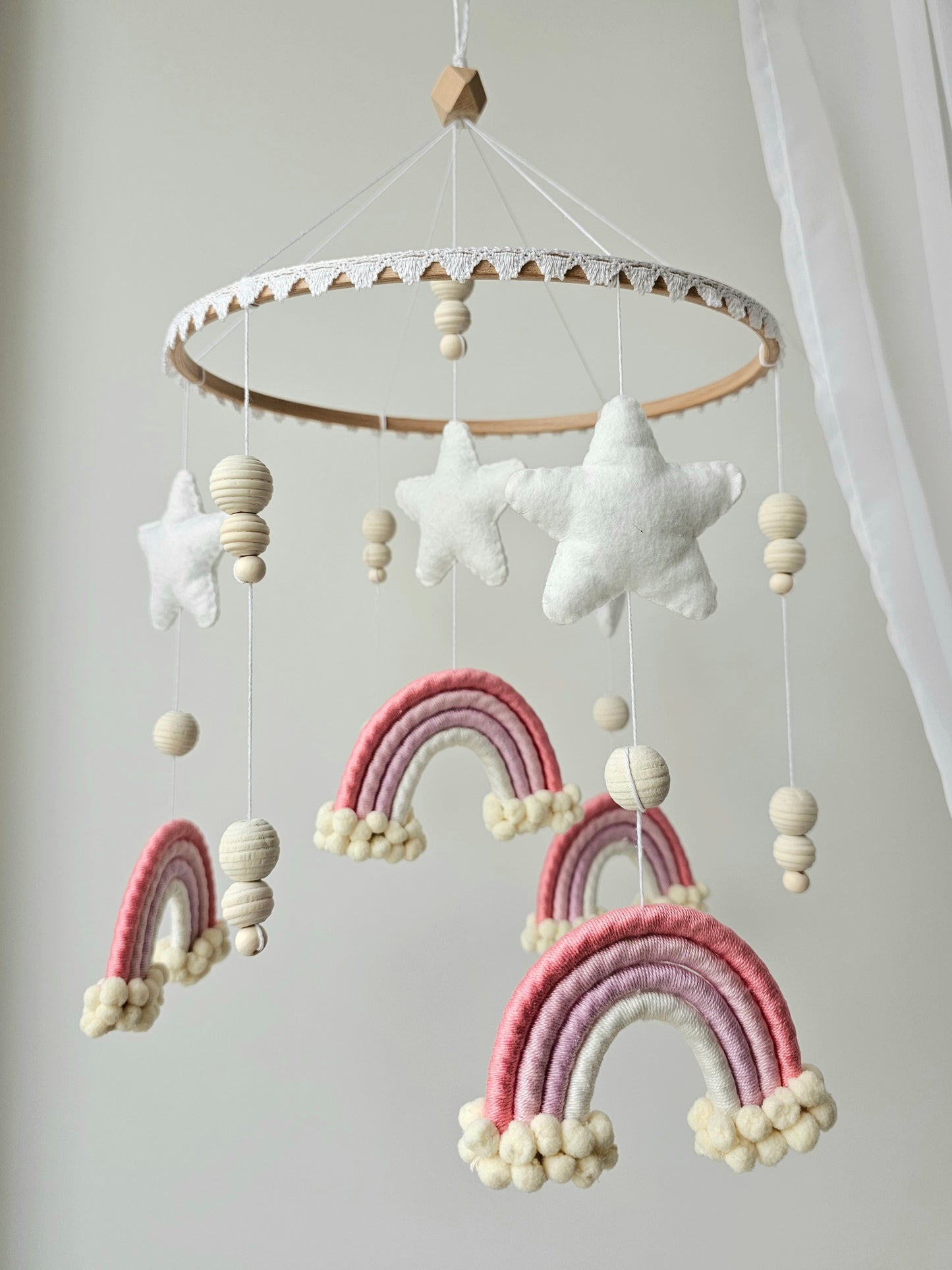 Baby Mobile Makramee/Filz rosa Traum