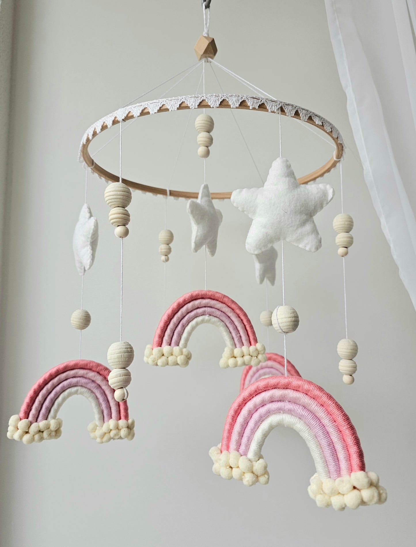 Baby Mobile Makramee/Filz rosa Traum