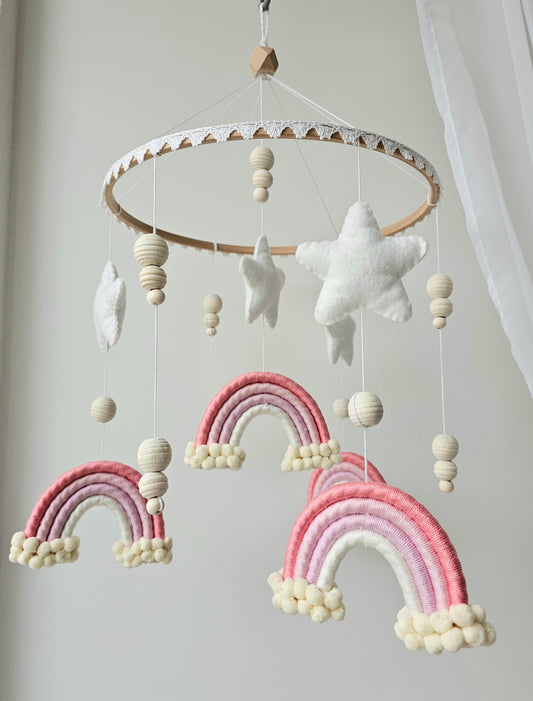 Baby Mobile Makramee/Filz rosa Traum