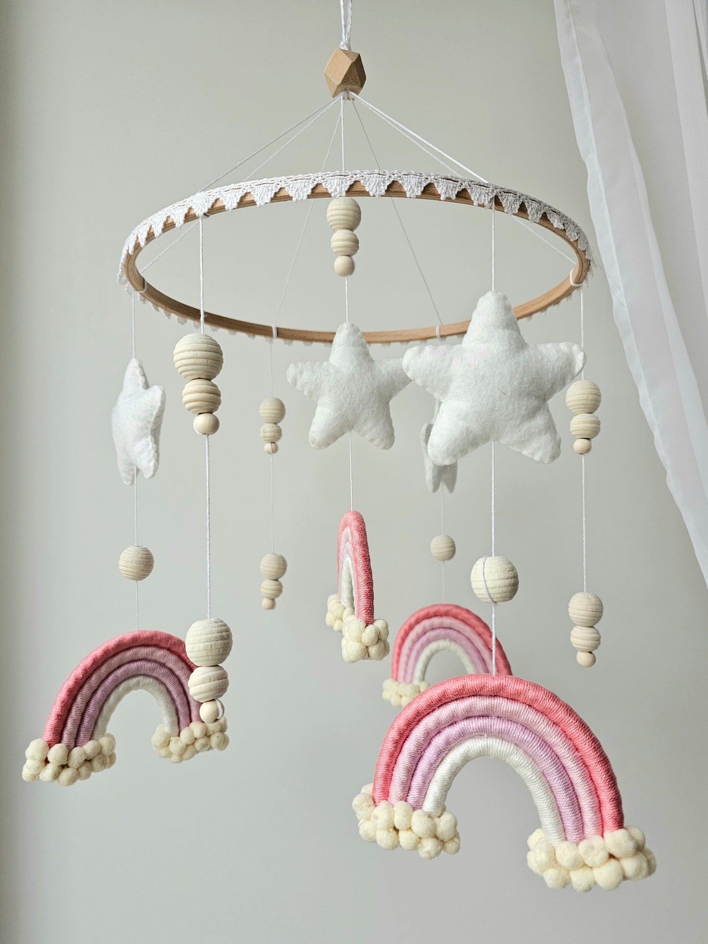 Baby Mobile Makramee/Filz rosa Traum