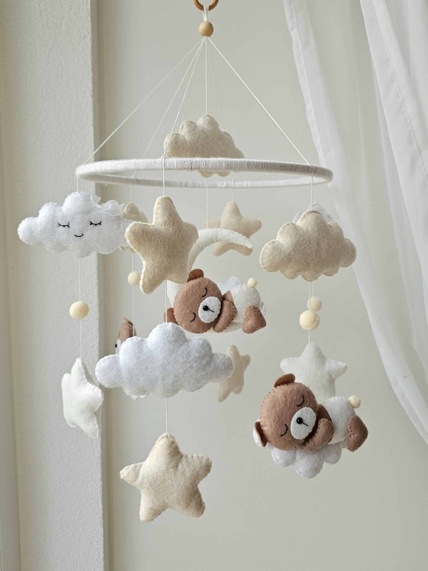 Baby Mobile schlafende Bären gelb