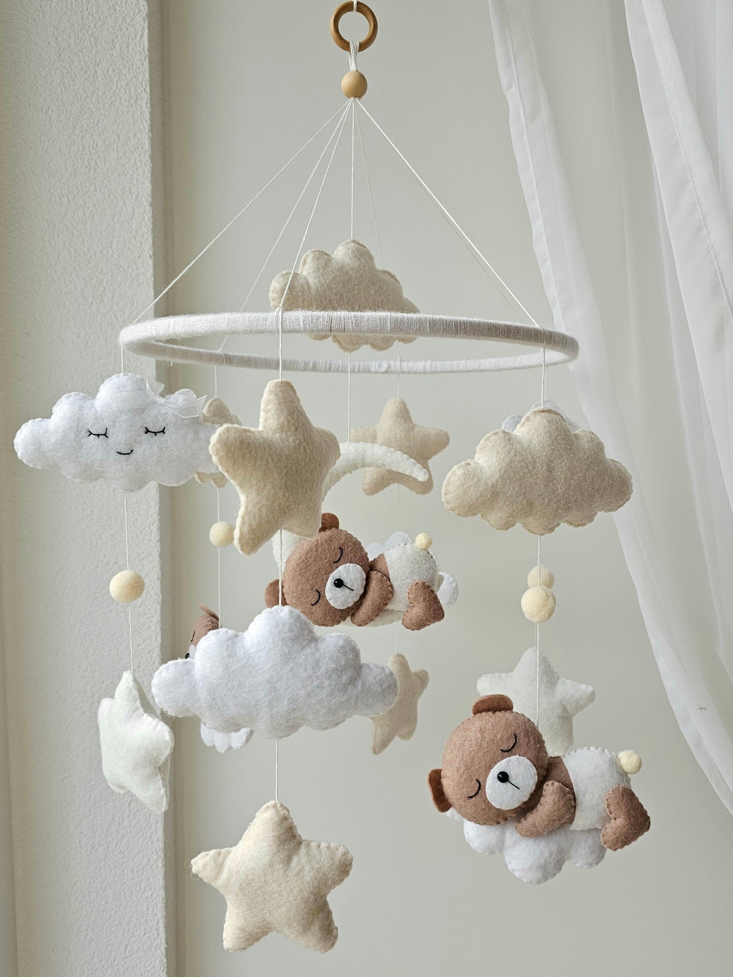 Baby Mobile schlafende Bären gelb