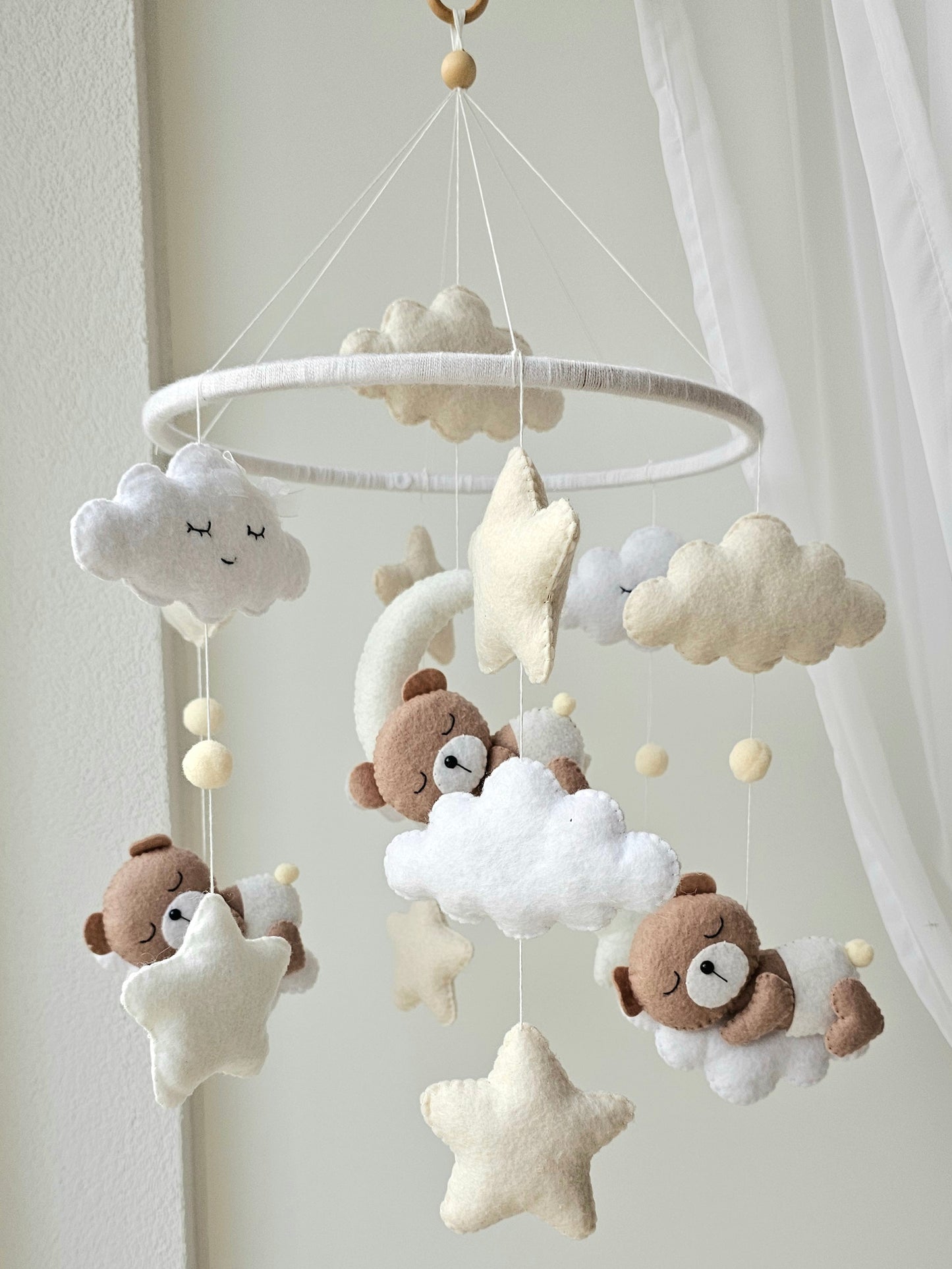 Baby Mobile schlafende Bären gelb