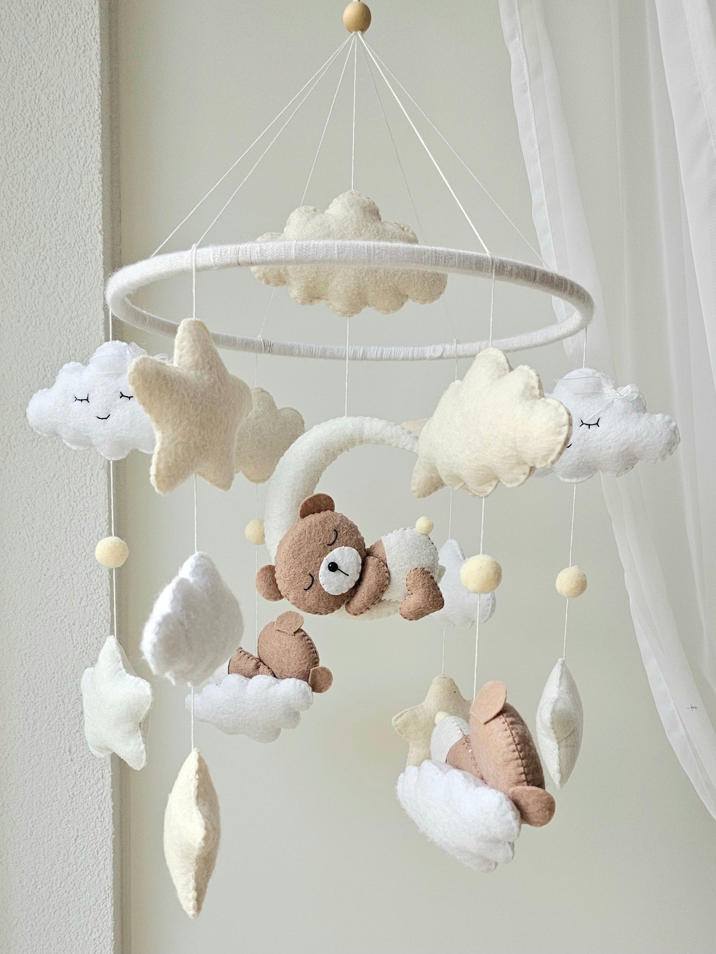 Baby Mobile schlafende Bären gelb