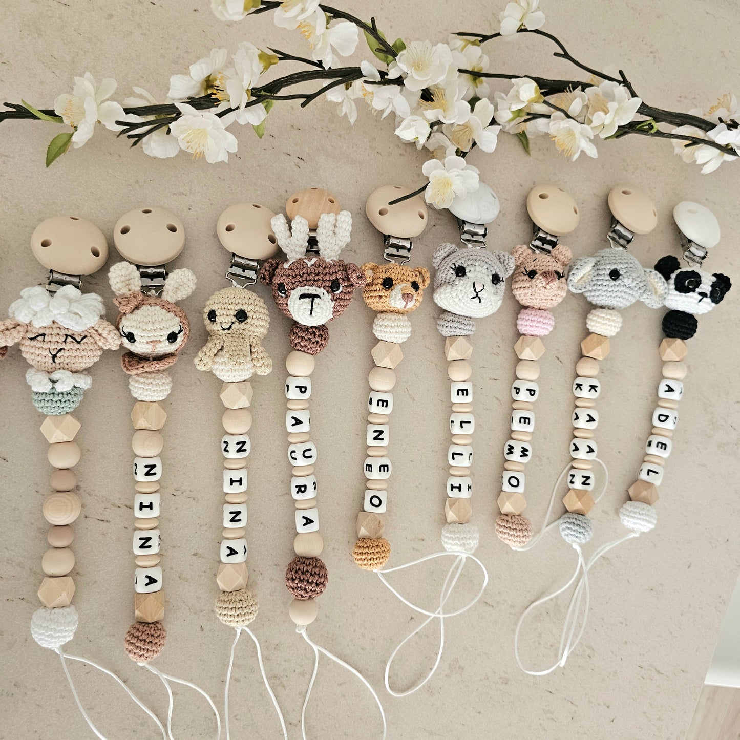 Schnullerkette Panda schwarz/weiss