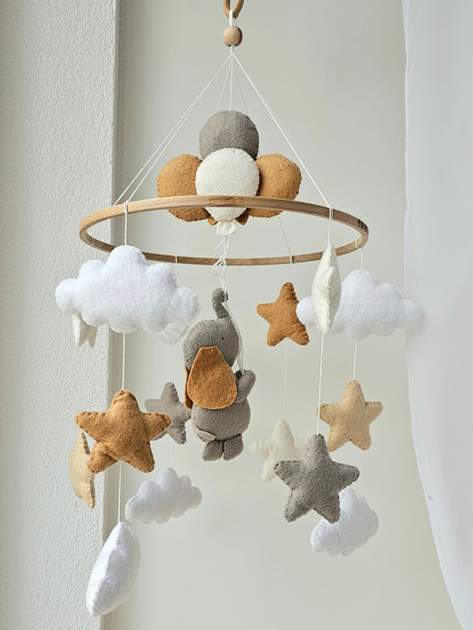 Baby Mobile Elefant beige/grau
