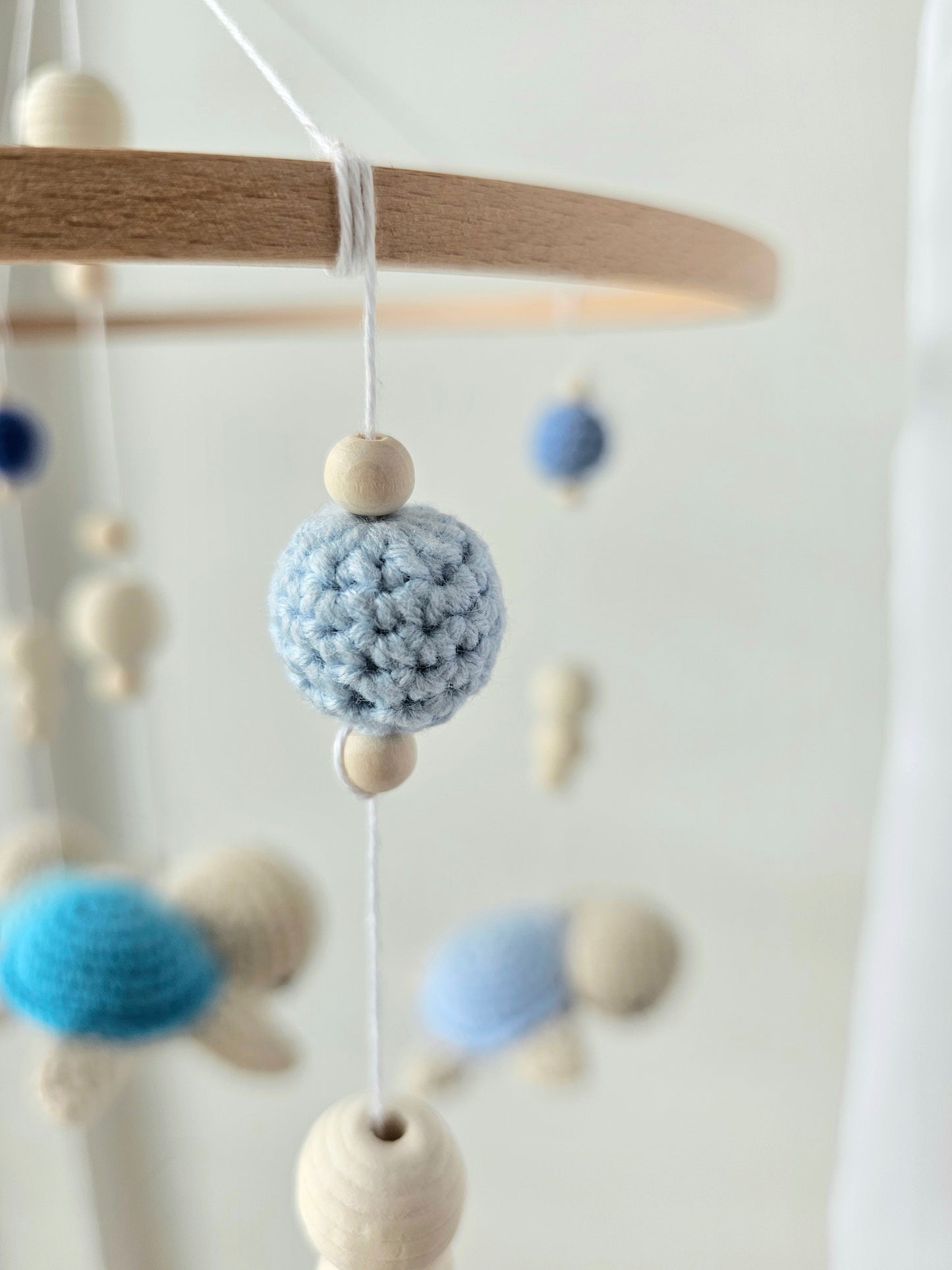 Baby Mobile Häkelliebe Schildi blau