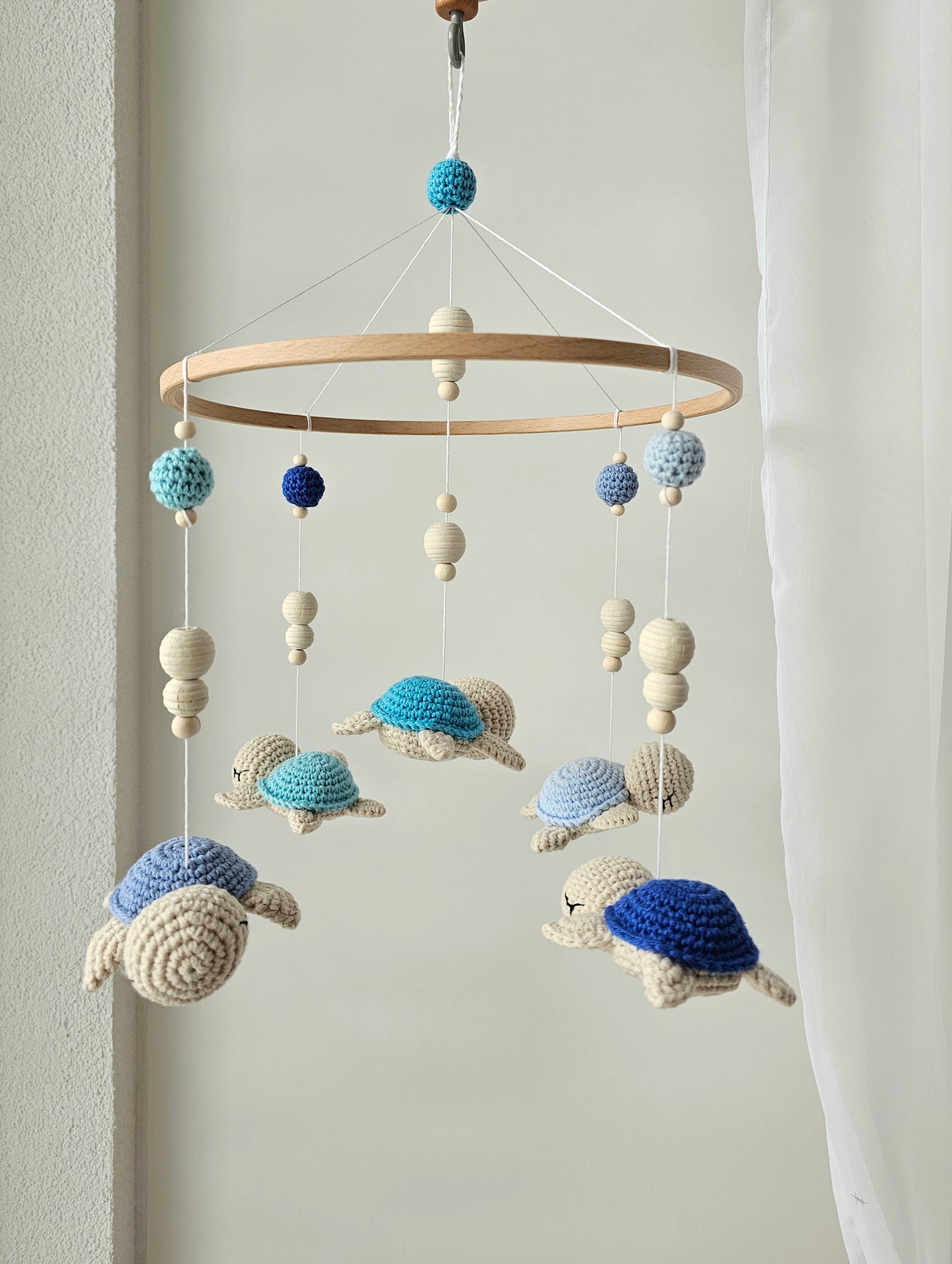 Baby Mobile Häkelliebe Schildi blau