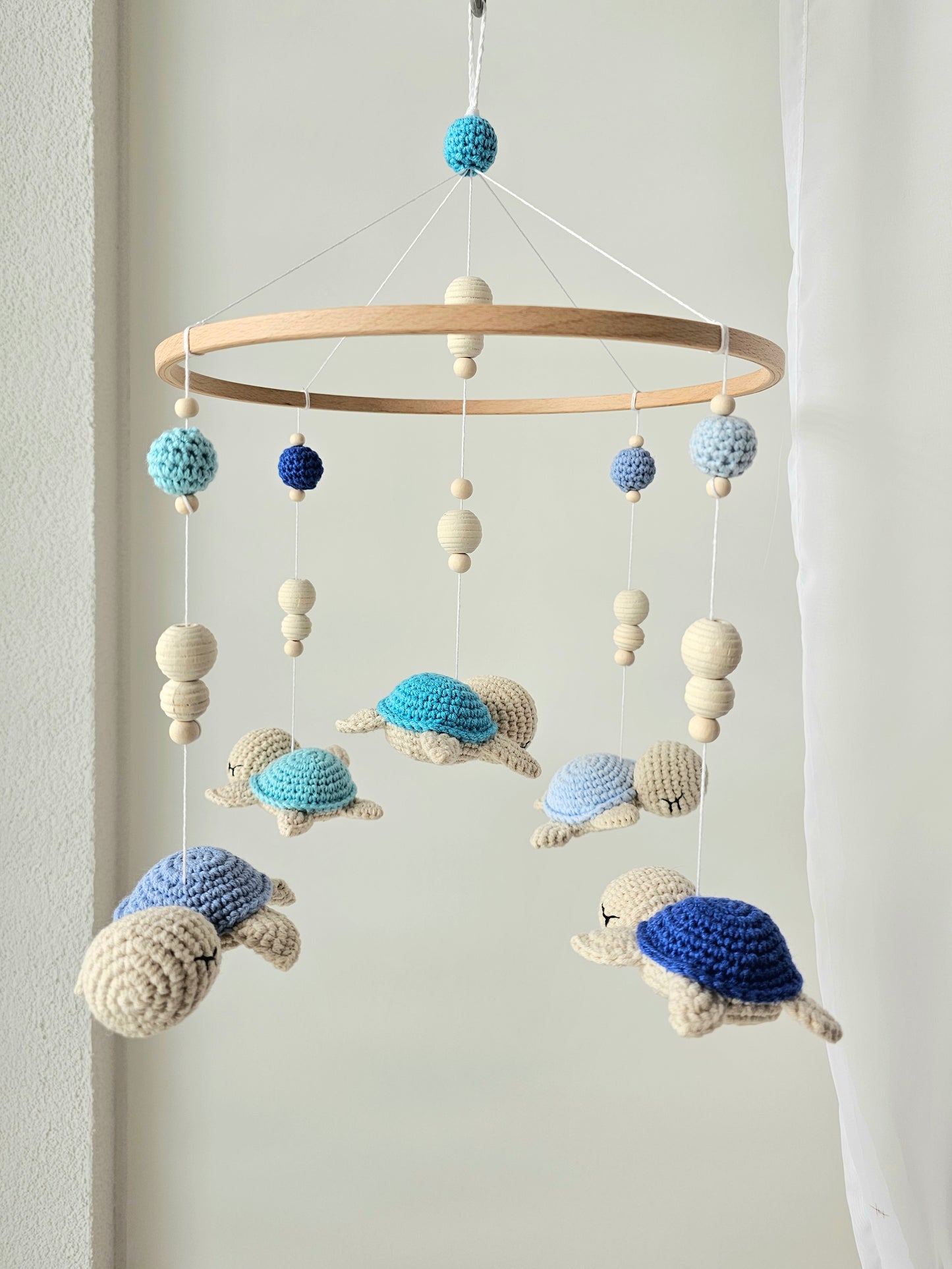 Baby Mobile Häkelliebe Schildi blau
