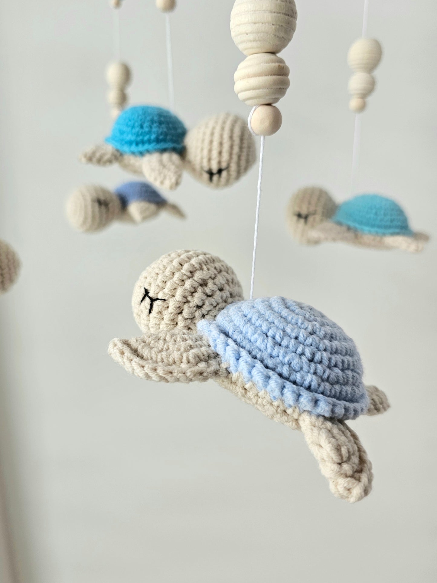 Baby Mobile Häkelliebe Schildi blau