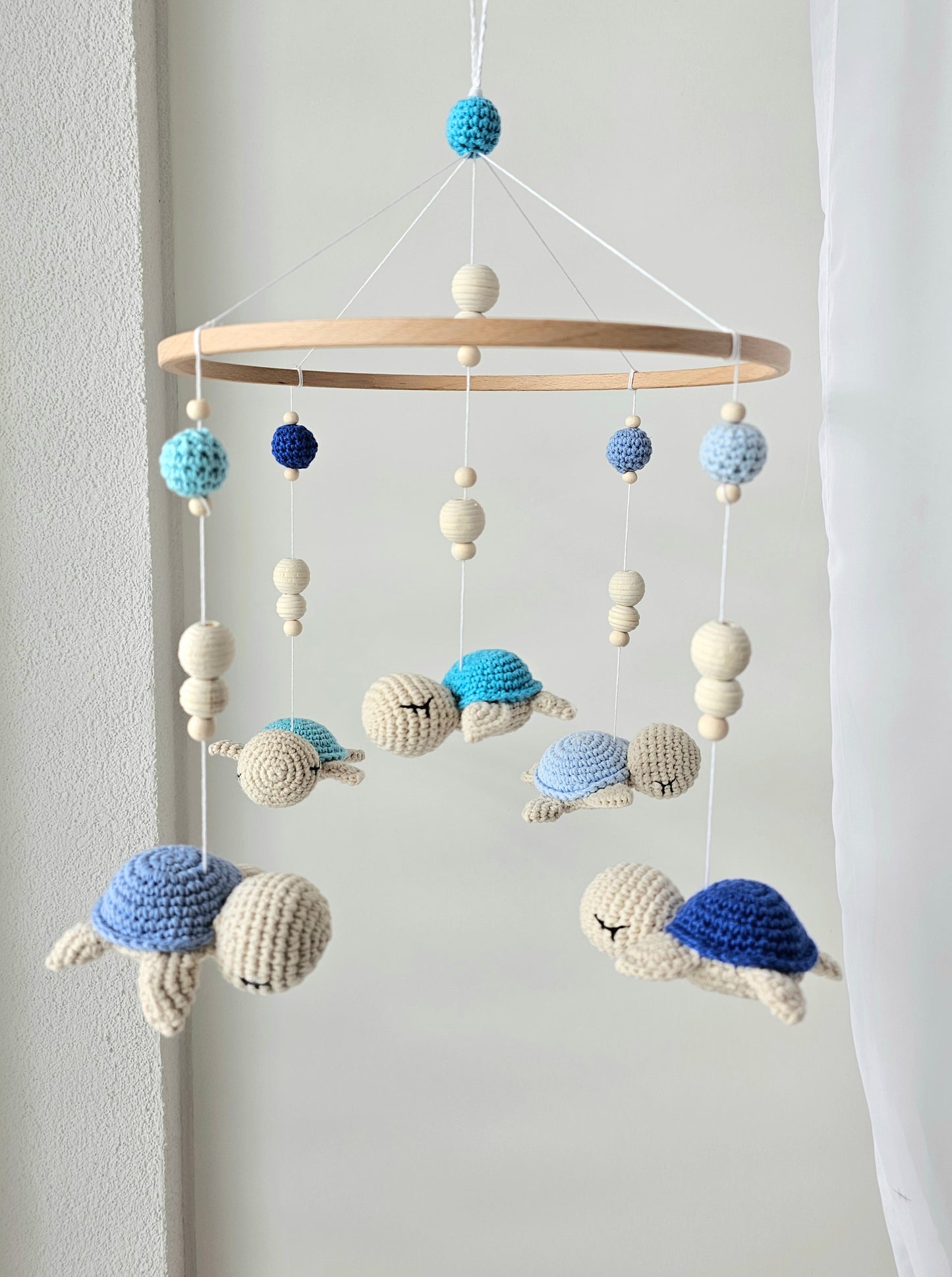 Baby Mobile Häkelliebe Schildi blau