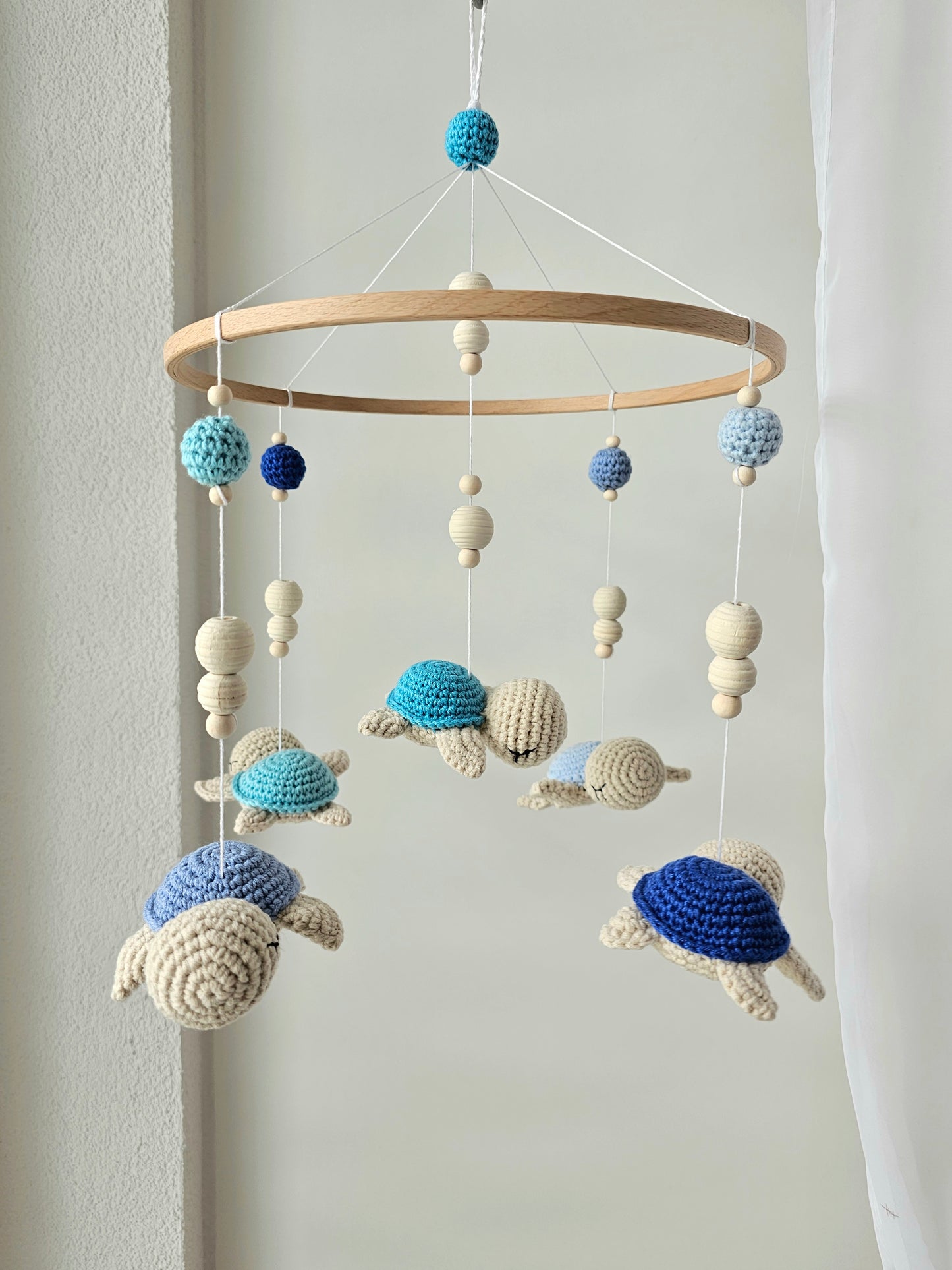 Baby Mobile Häkelliebe Schildi blau