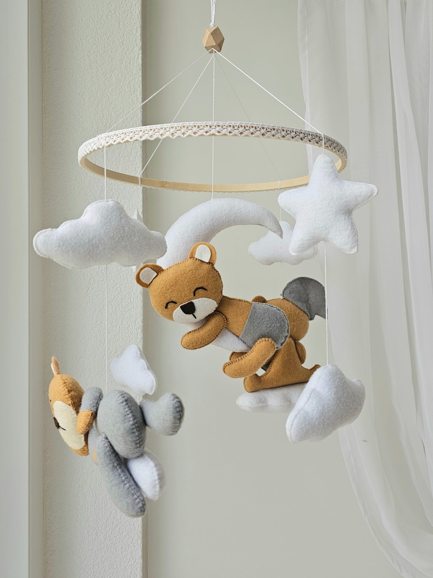 Baby Mobile Bär beige/grau