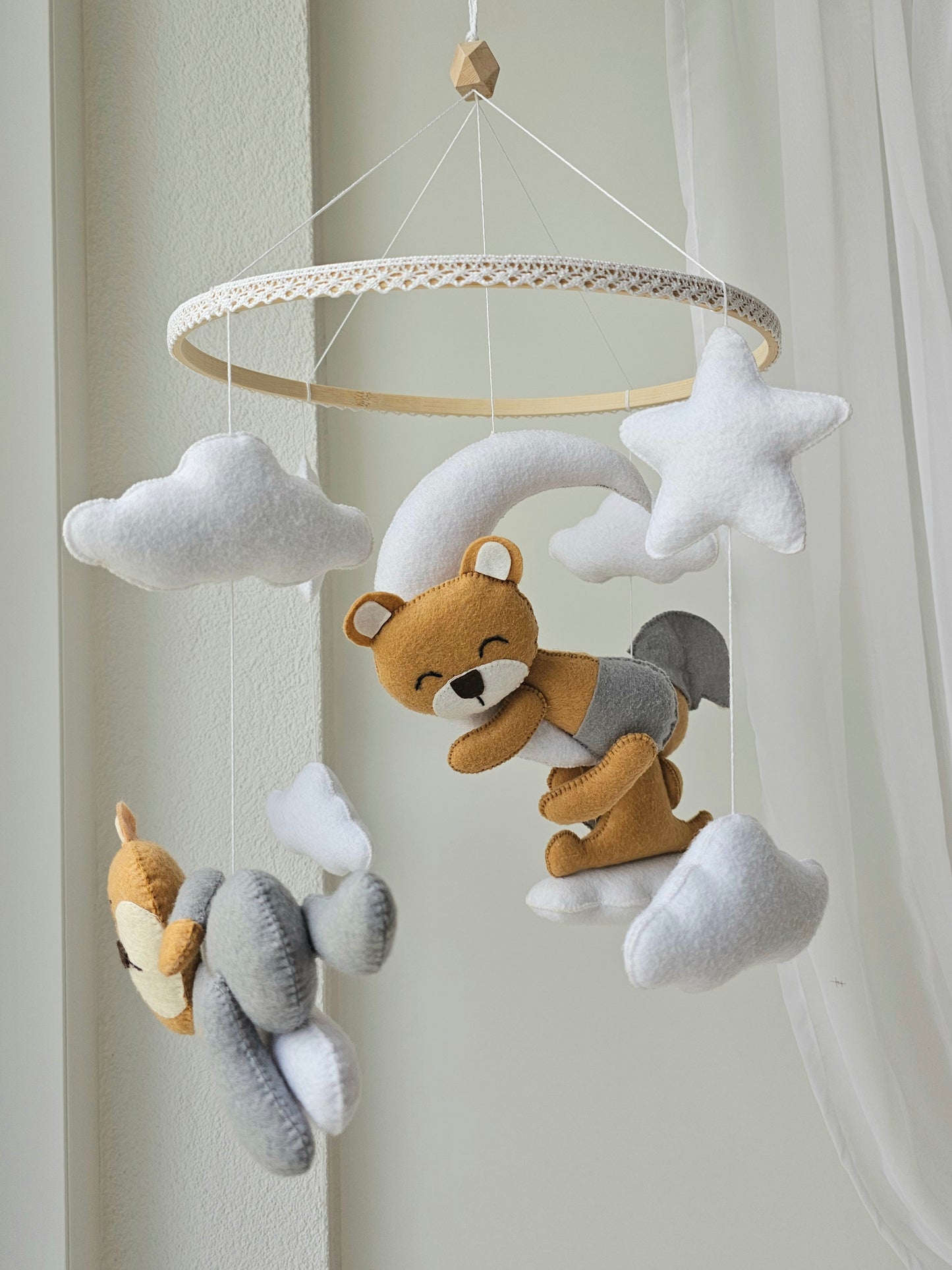 Baby Mobile Bär beige/grau
