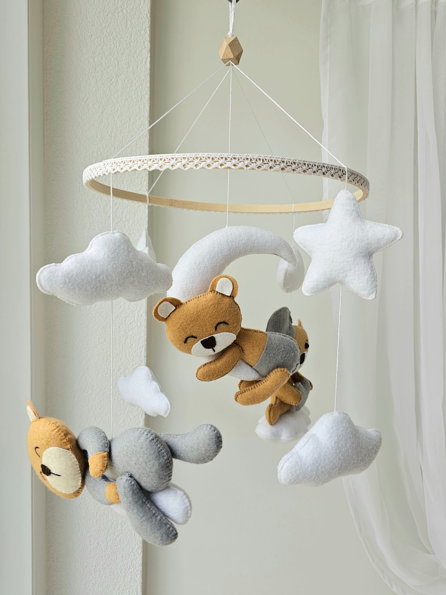 Baby Mobile Bär beige/grau