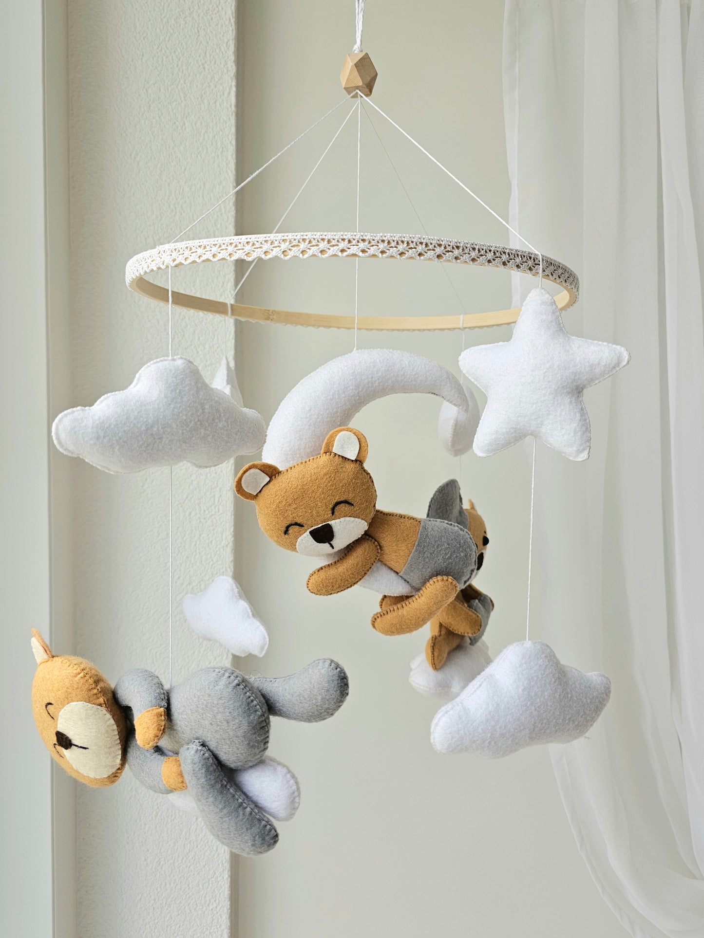 Baby Mobile Bär beige/grau