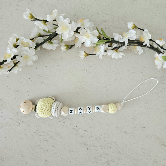 Schnullerkette Schildi hellgelb