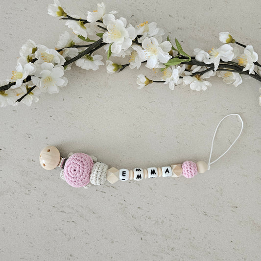 Schnullerkette Schildi rosa