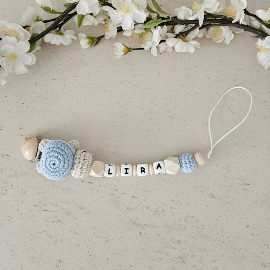 Schnullerkette Schildi hellblau