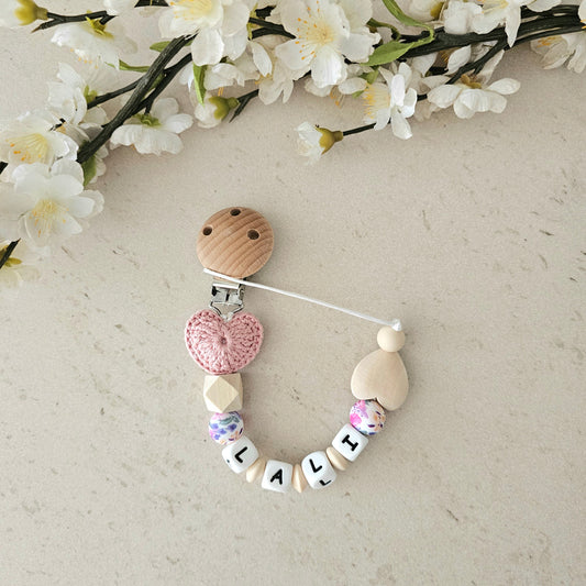 Schnullerkette Herzchen rosa