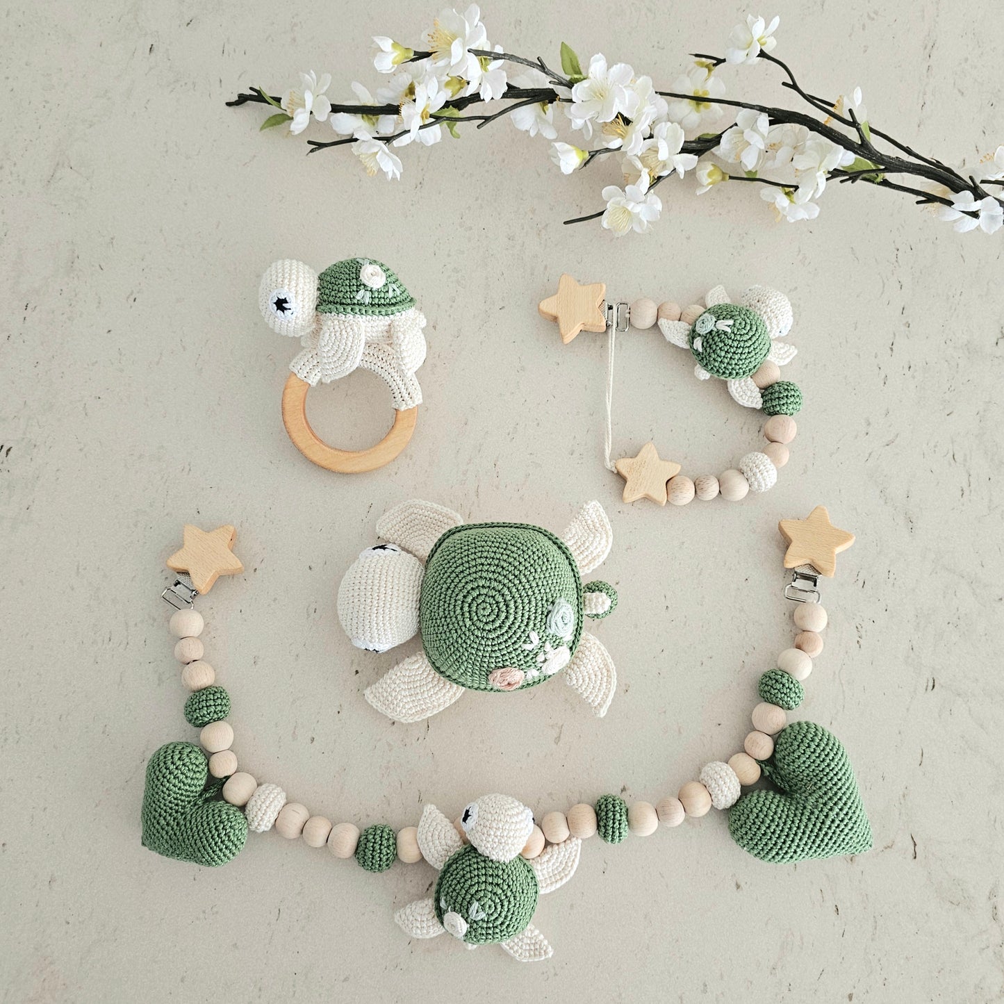 4er Set süsse Schildkröte grün
