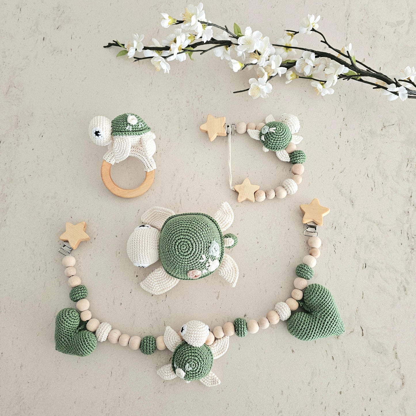 4er Set süsse Schildkröte grün