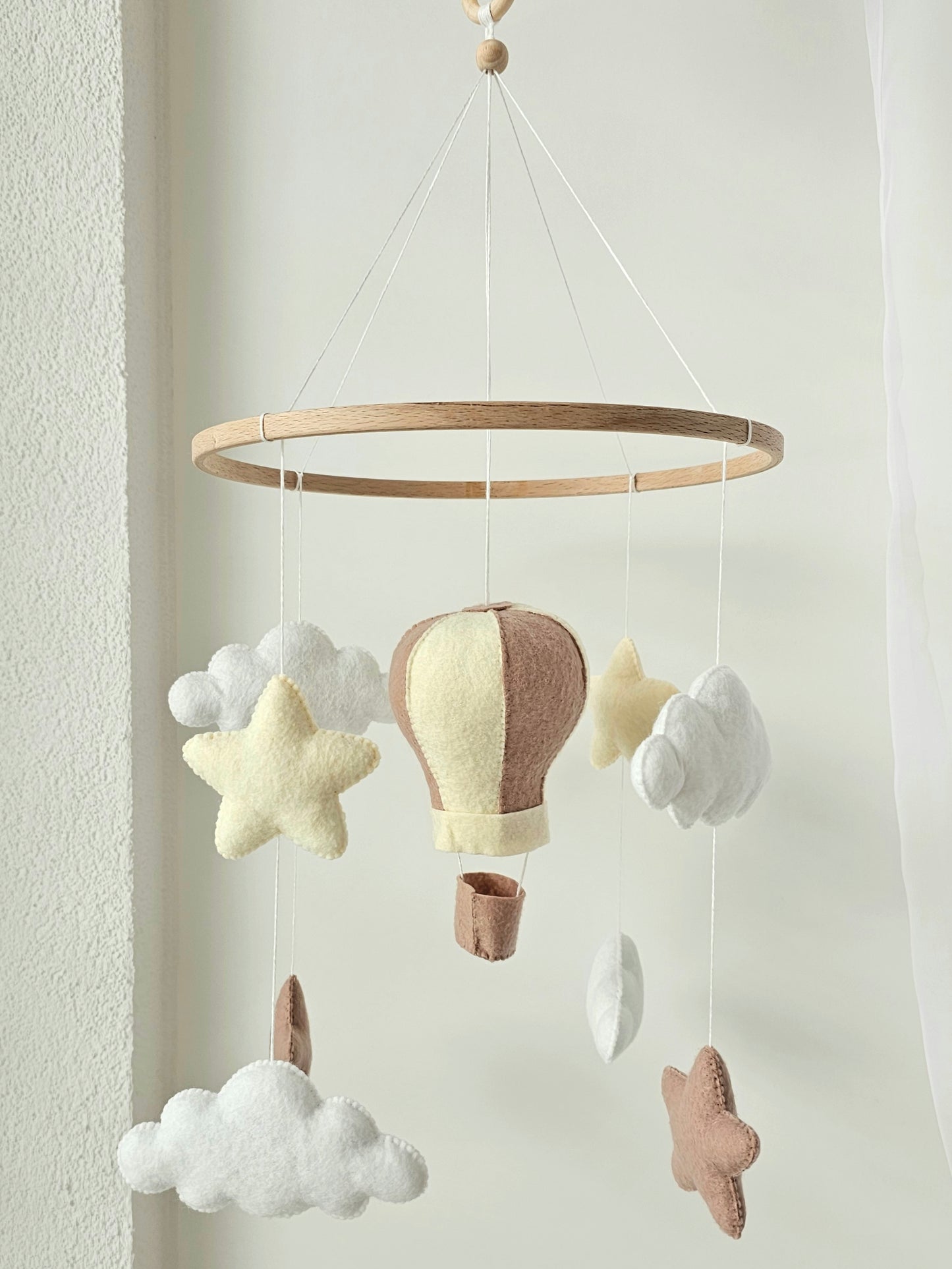 Baby Mobile Heissluftballon beige/crème/weiss