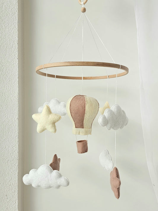 Baby Mobile Heissluftballon beige/crème/weiss