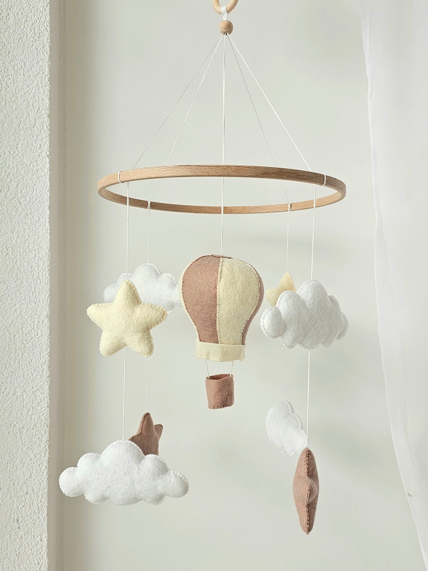 Baby Mobile Heissluftballon beige/crème/weiss