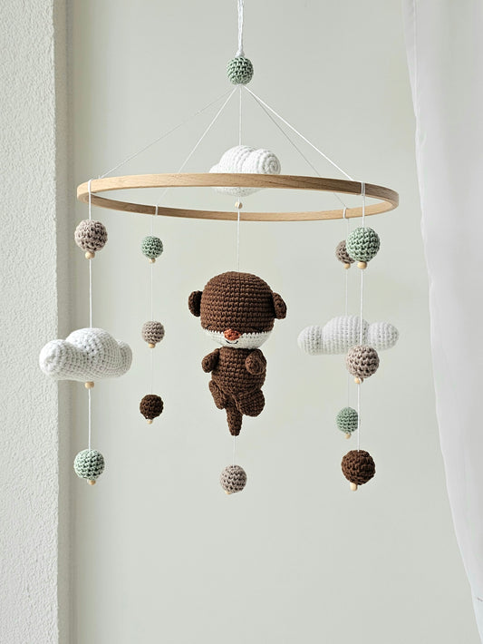 Baby Mobile Häkelliebe Otter beige/dunkelbraun/türkis