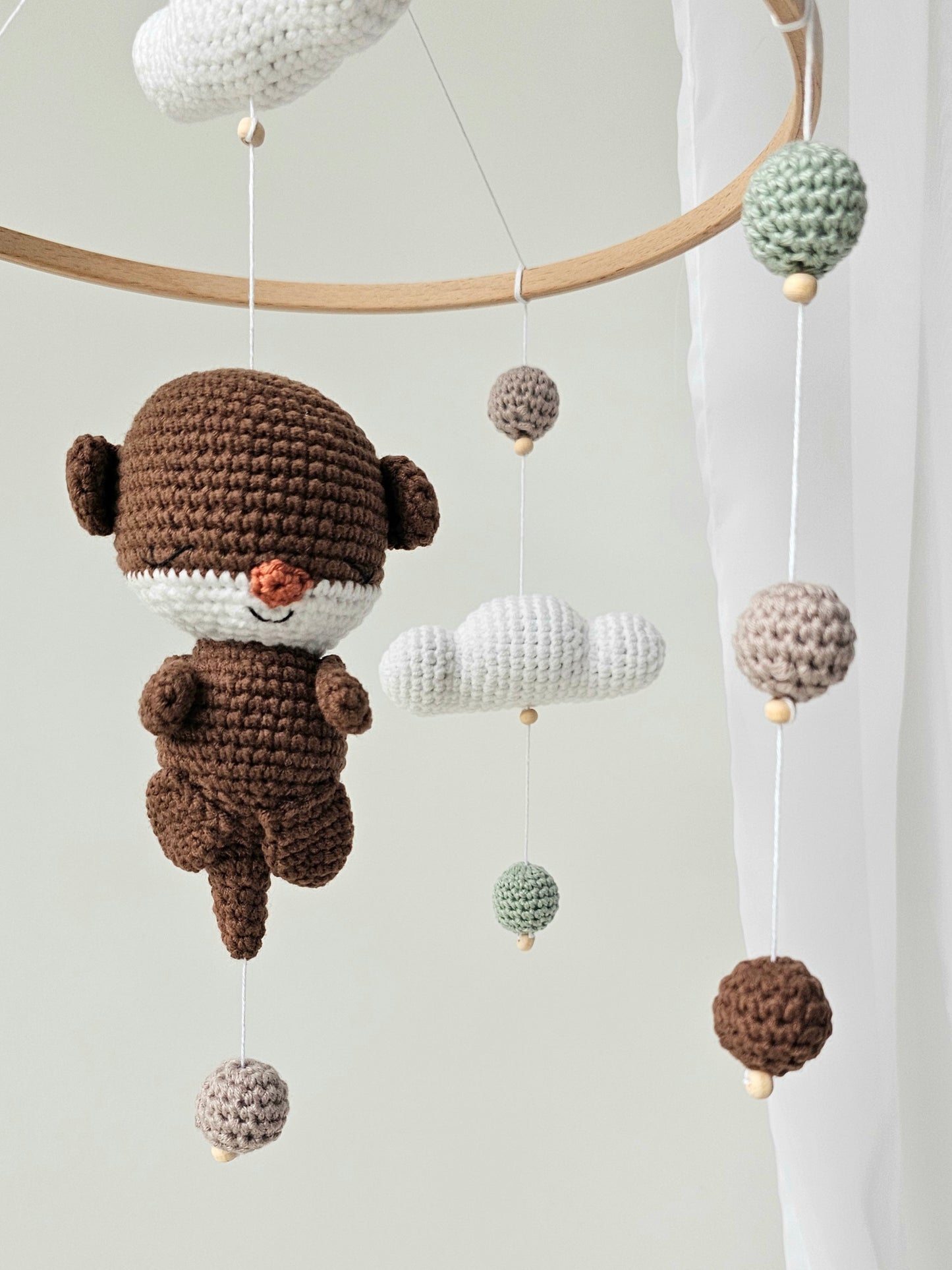Baby Mobile Häkelliebe Otter beige/dunkelbraun/türkis