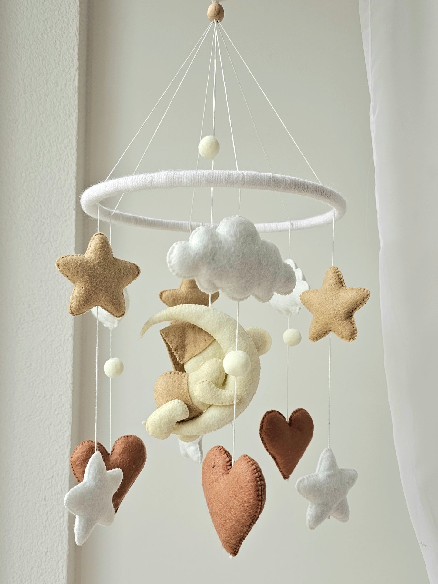 Baby Mobile Herz Bärchen beige