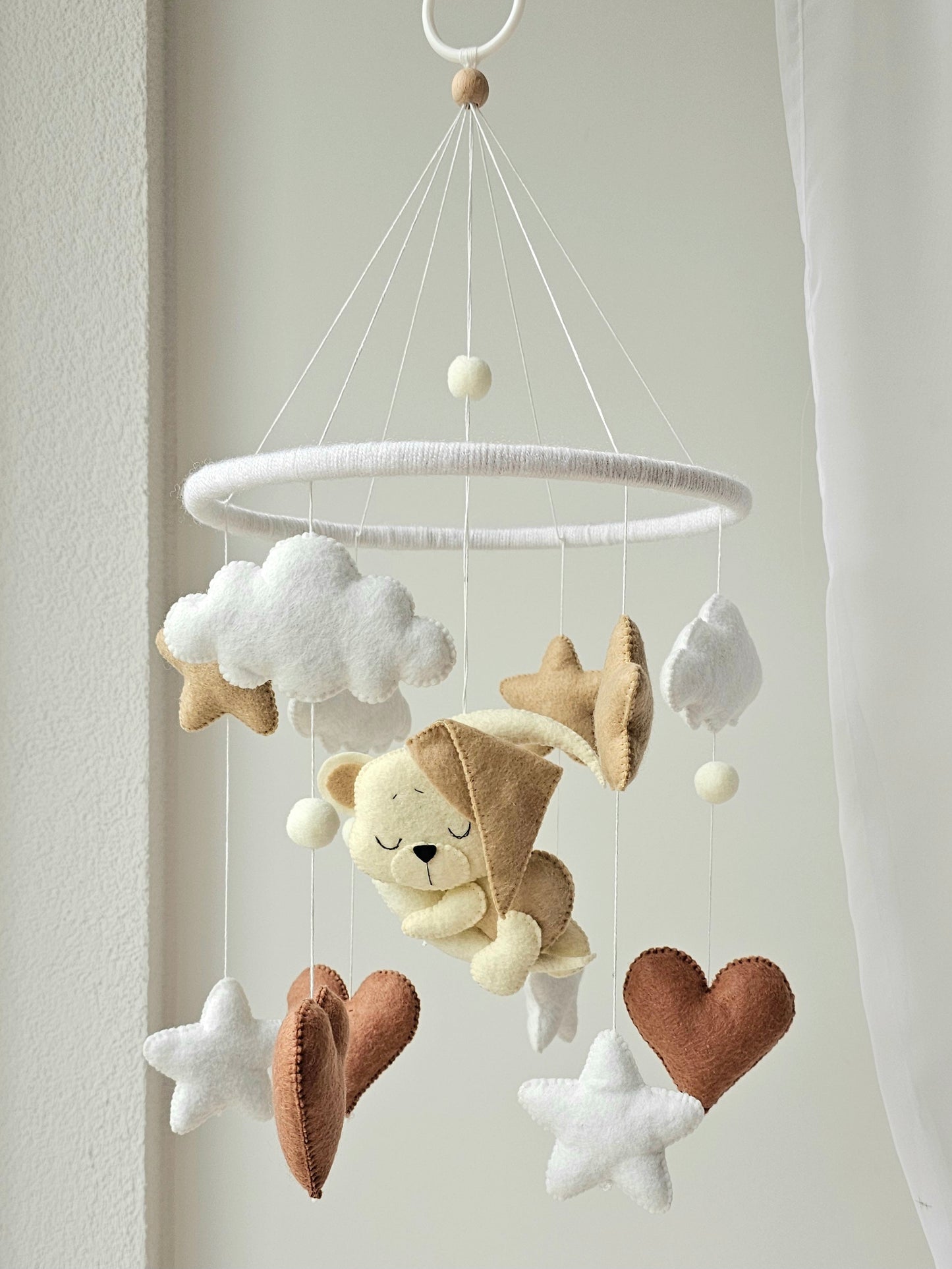 Baby Mobile Herz Bärchen beige