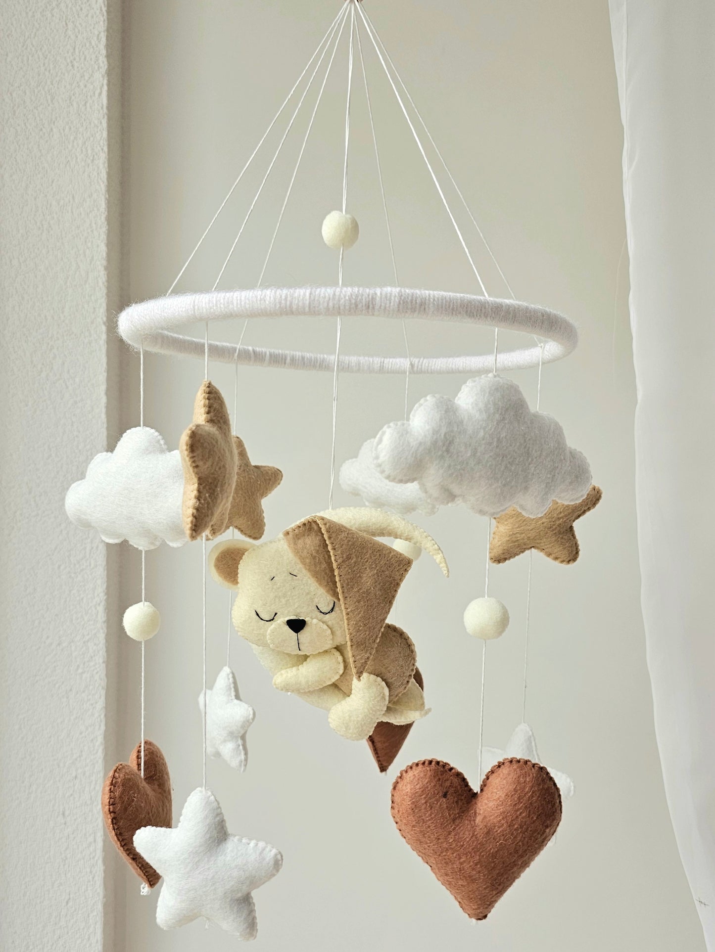 Baby Mobile Herz Bärchen beige