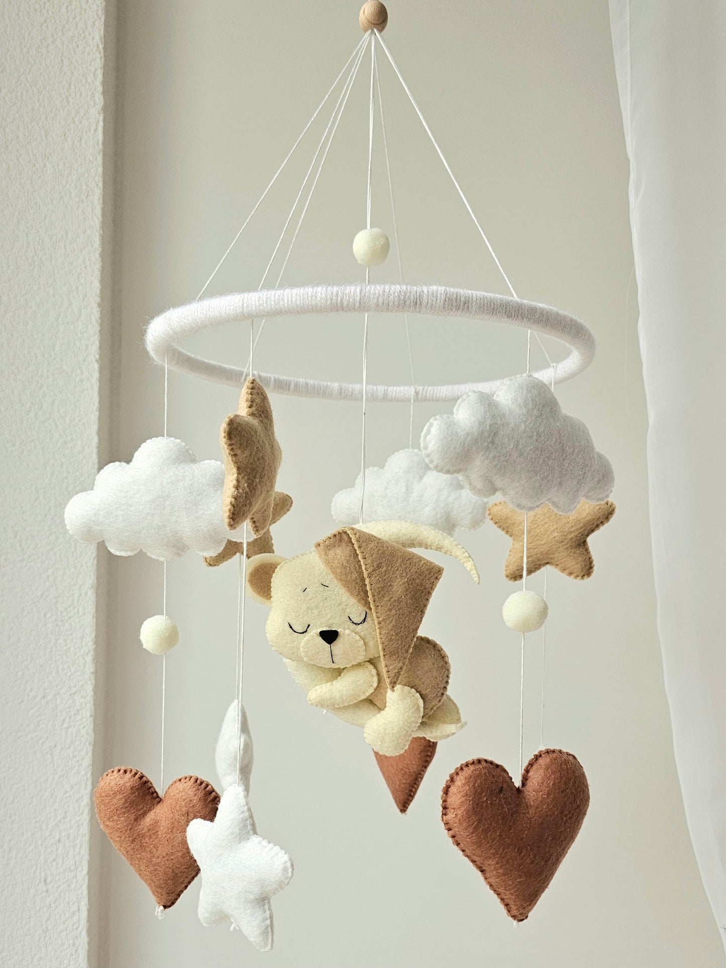 Baby Mobile Herz Bärchen beige