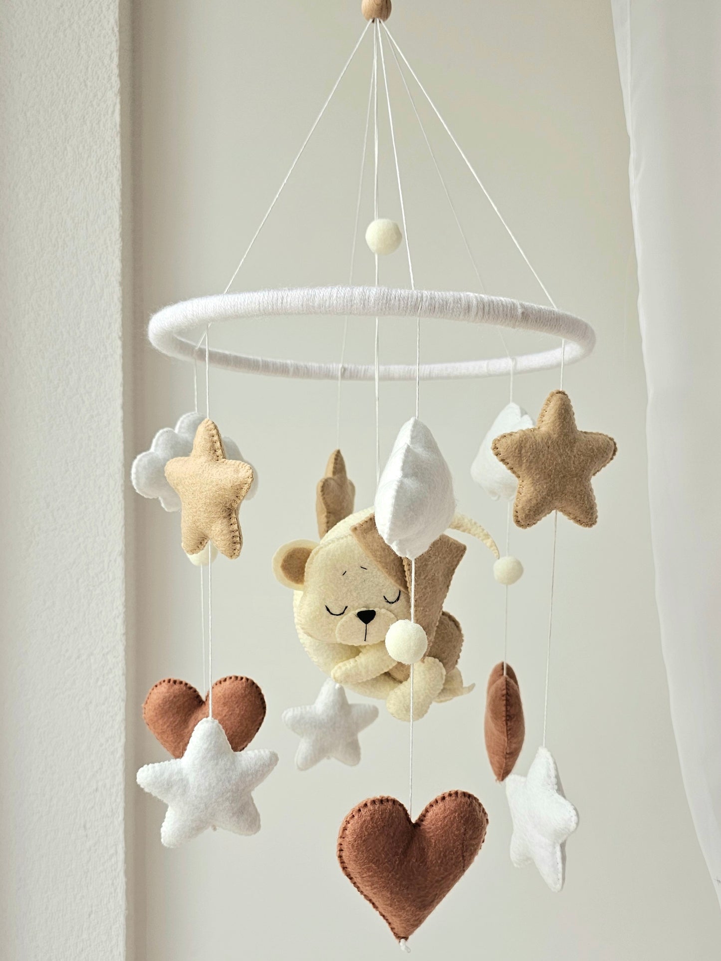 Baby Mobile Herz Bärchen beige