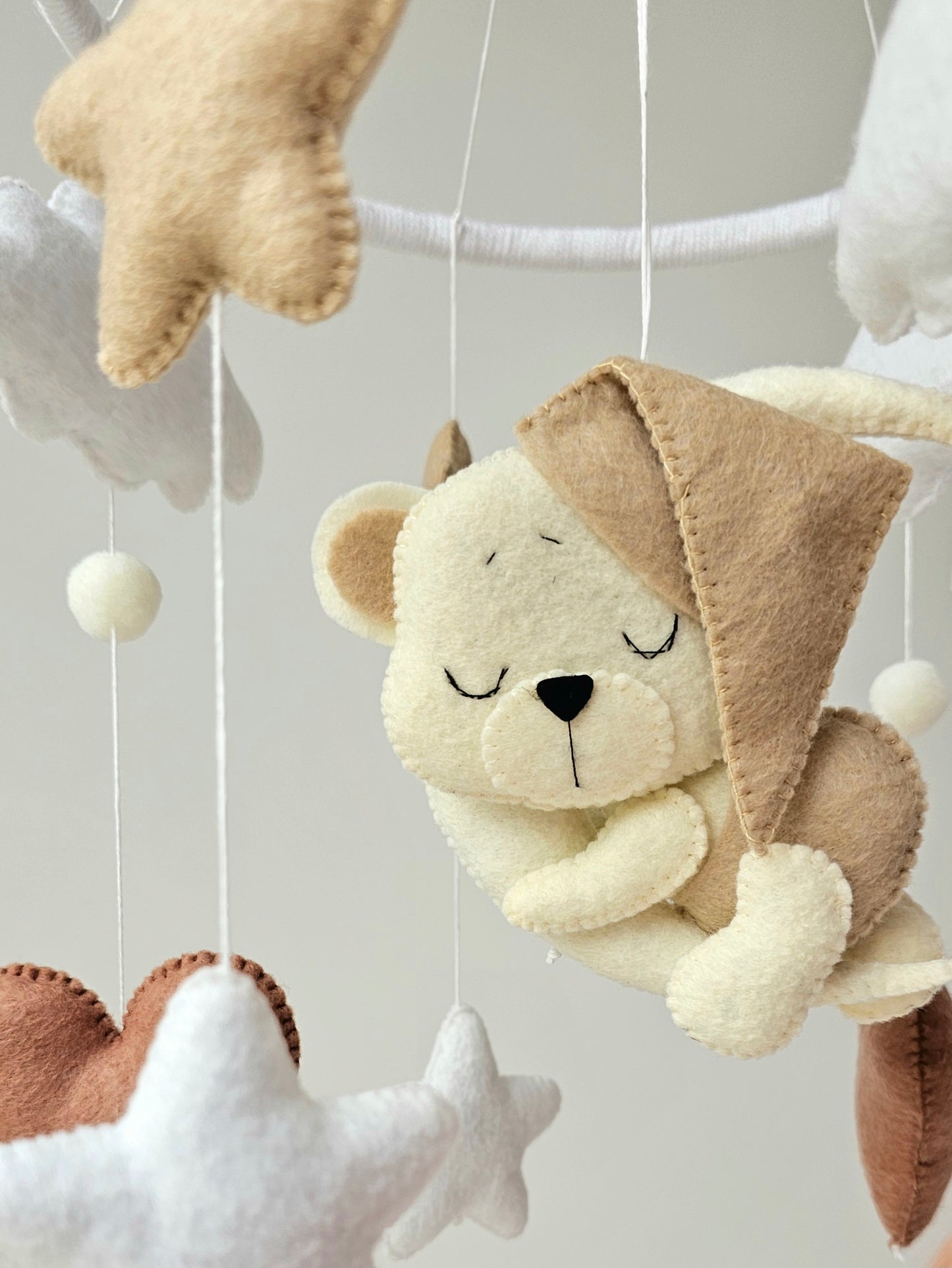 Baby Mobile Herz Bärchen beige