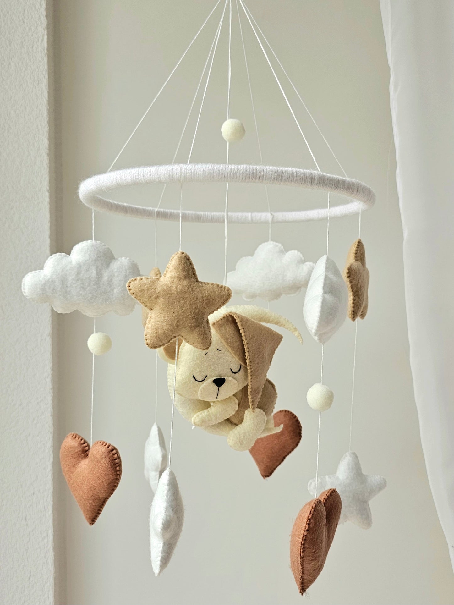 Baby Mobile Herz Bärchen beige