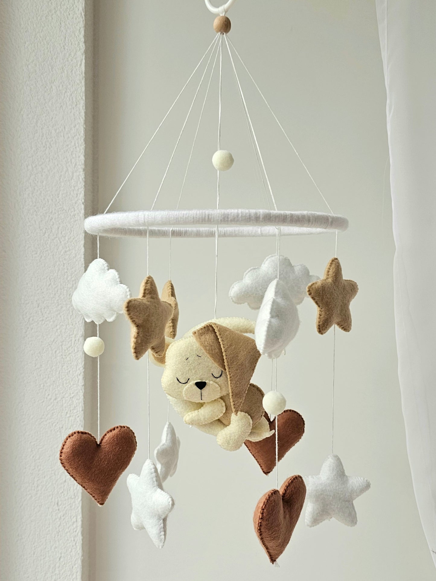 Baby Mobile Herz Bärchen beige