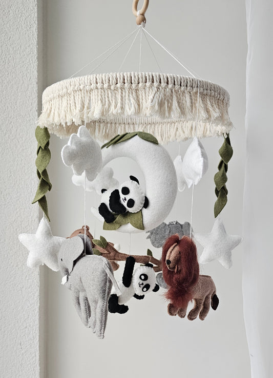 Baby Mobile Makramee Panda und Friends