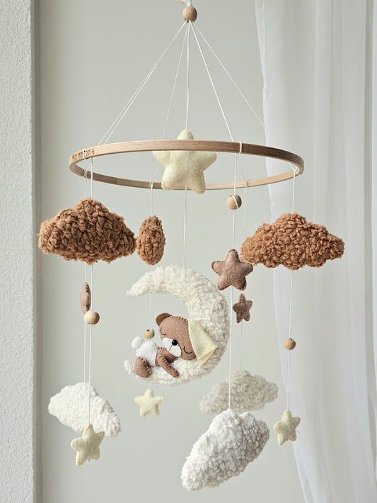 Baby Mobile Pouffy Bärchen crème/hellbraun