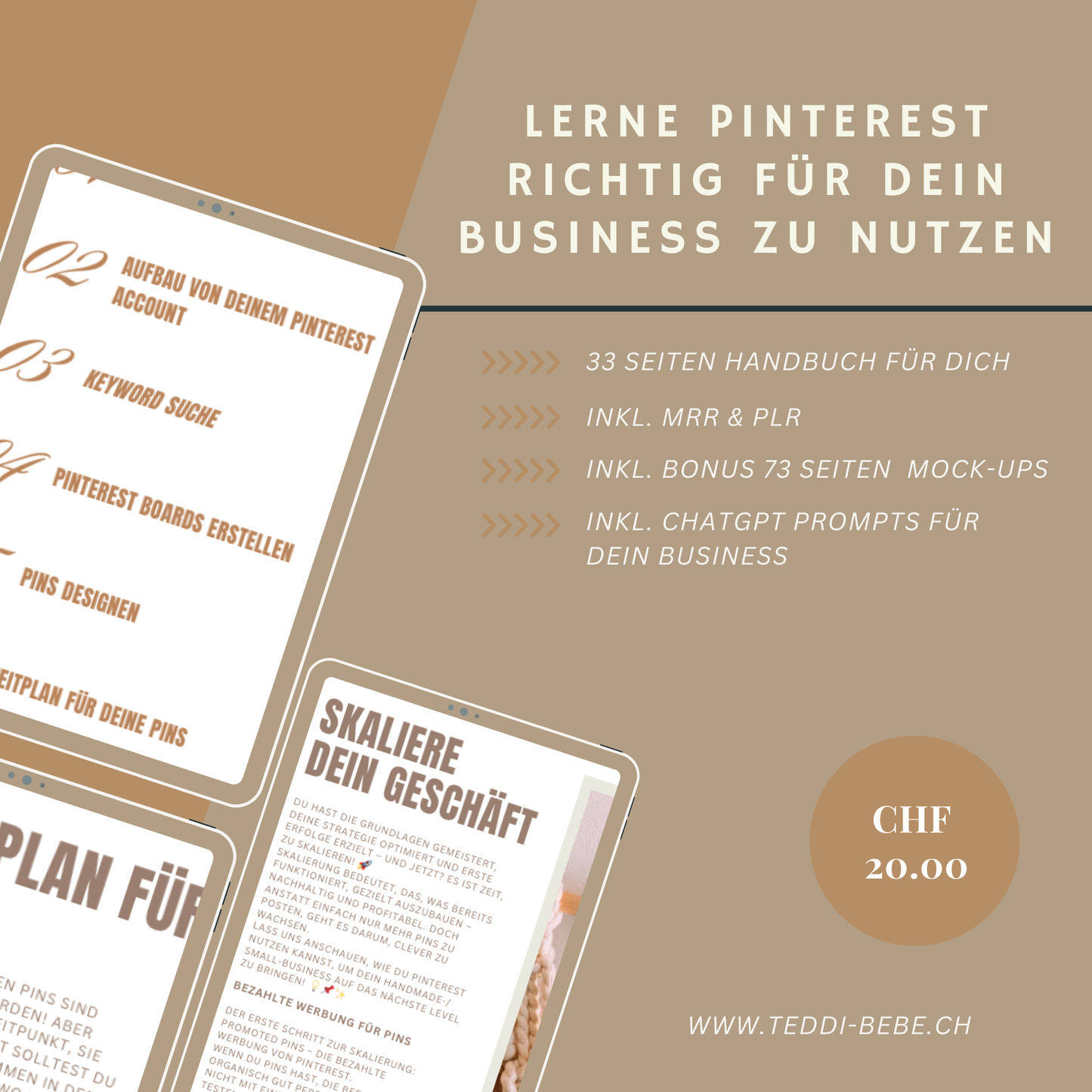 Entdecke die besten Tipps und Tricks für erfolgreiches Pinterest-Marketing! Dieses Handbuch zeigt dir, wie du deine Pins strategisch platzierst, deine Zielgruppe erreichst und dein Handmade-Business auf das nächste Level bringst. Hol dir jetzt deine Schritt-für-Schritt-Anleitung für mehr Sichtbarkeit und Verkäufe!