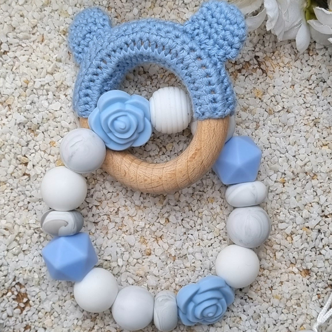 Beissring Teddy Röschen blau