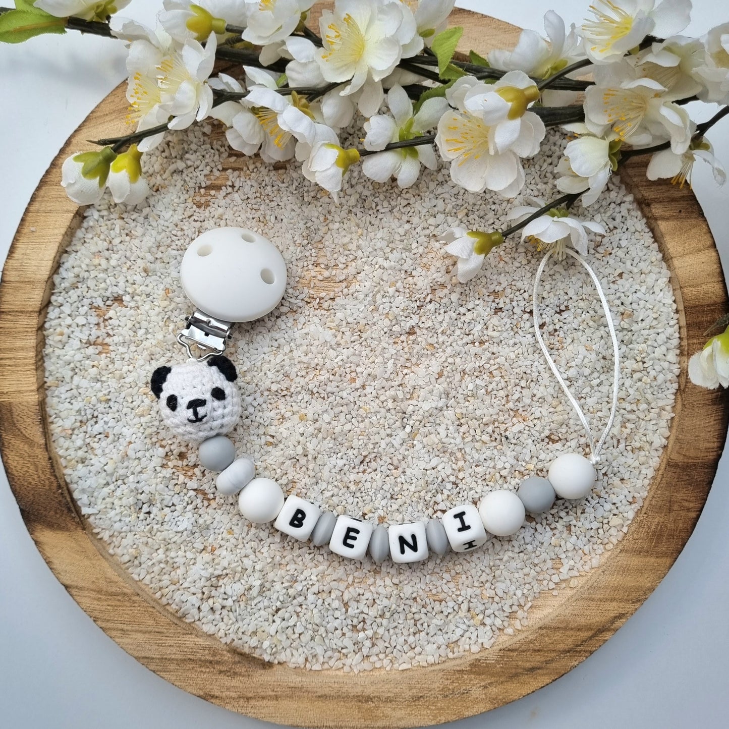 Schnullerkette Koala grau/weiss