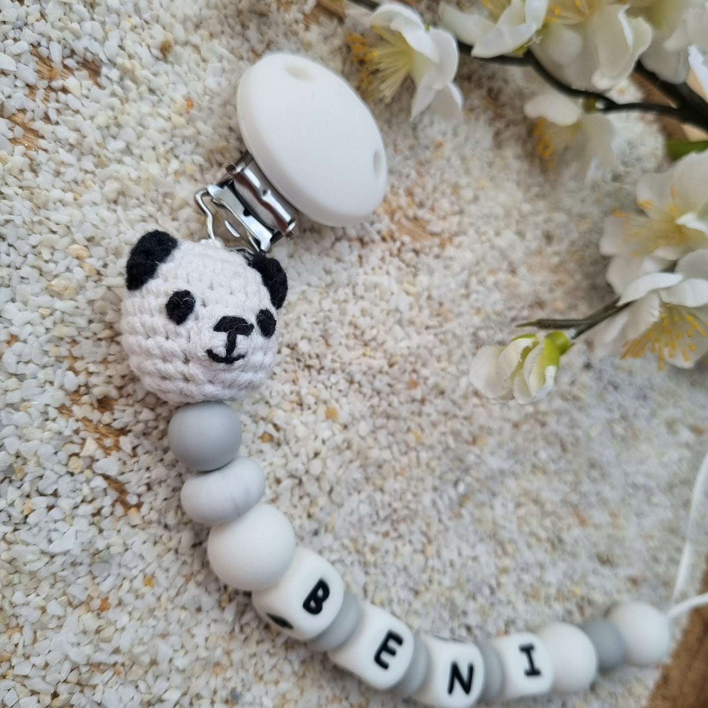 Schnullerkette Koala grau/weiss