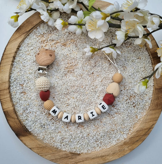 Schnullerkette natur/rot