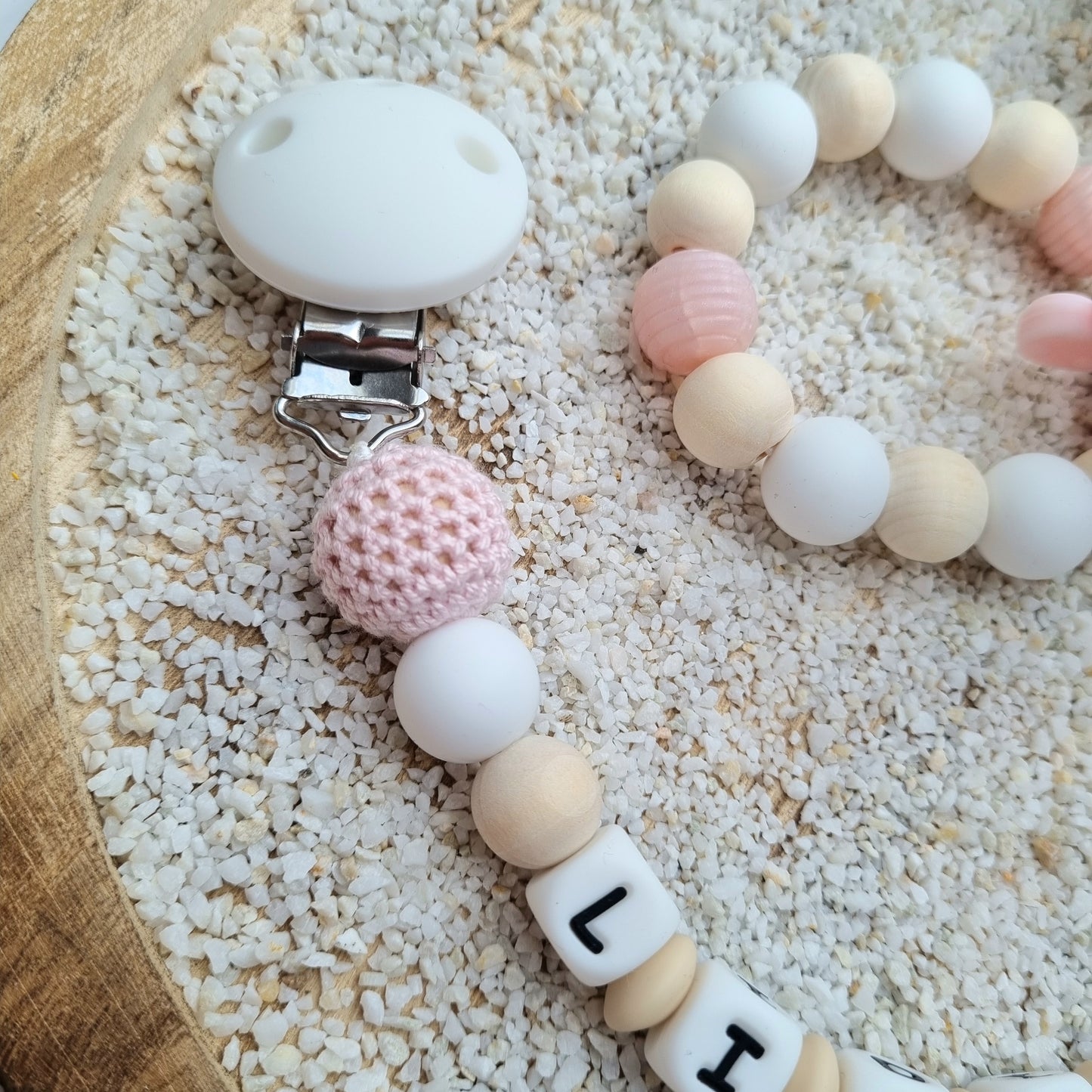 2er Set Schnullerkette und Beissring Nilpferd